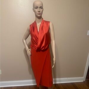 Jones New York Sleeveless Red
Pleated Draped Sheath Party Dress